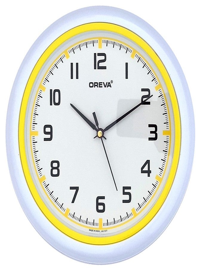أوريفا ساعة حائط بسيطة دائرية الشكل من البلاستيك من OREVA (25.5 × 3.7 × 25.5 سم، أصفر، AQ-1577) - Image 1